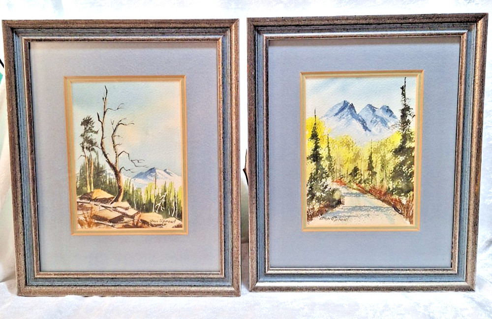 Pair Of Ann Sproul Watercolor Paintings Framed 11″ x 13″ Southwestern Scene