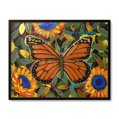 Original Monarch Butterfly 11×14 Sunflowers Paper Handmade Painting WP 28