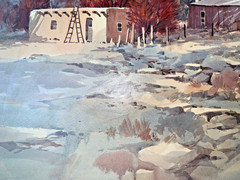 Listed NM Artist Don Brackett Original Watercolor Painting Adobe w Windmill