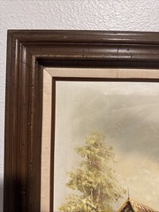 Oil Painting On Canvas/ Framed Signed by Luini Boat At Docks – Free Shipping!