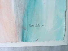 MARION STEEN SIGNED WATERCOLOR PAINTING WHITE ROSE FLOWER CONTEMPORARY ART