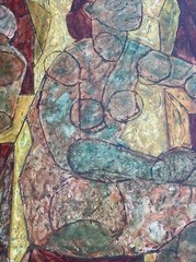 Ella Charlotte (Odorfer) Moen VINTAGE ABSTRACT CUBIST CUBISM PAINTING MODERNISM