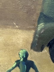 Antique Painting Military Toy Truck Still Life New York Mystery Artist 20 Inches