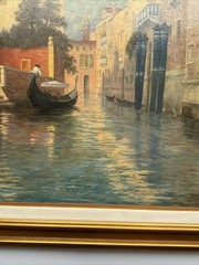 JOHANNES SON PAINTING ANTIQUE 19TH CENTURY ITALY VENETIAN CANAL MASTERFUL FAMOUS