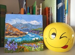 Original Oil Painting Colorado Mountains Landscape on Panel 6x6in