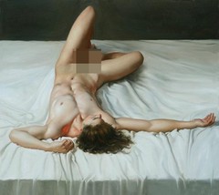Hand Painted Oil Painting art Young Male Nude Men on Canvas 24″x24″