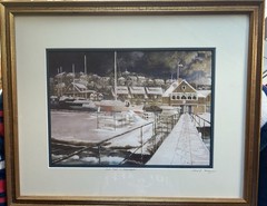 “Town Pier In December” Swampscott, MA, Painting, Original, Signed, 21.5”x17.5”