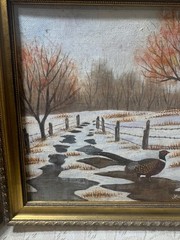 Laurie Kaul 1984 „Turkey In Winter Landscape Scene“ Oil Painting – Signed/Framed