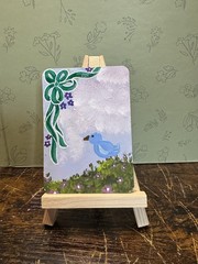 Aceo Blue Bird Now Acrylic Painting Original Art Card By Itslindsaylulu
