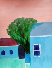 Impressionism 11X14 OLD FARMHOUSE Handmade Signed Colorful ART Painting