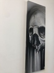Skull black and white original painting tattoo art graffiti art outsider art