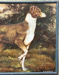 Robert Frank, ANTQ c 1904 Original Folk Art O/B „A Hunting Dog“, Signed & Dated!