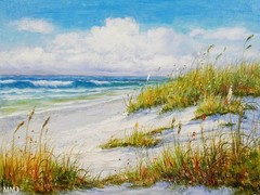Framed Original Beach Painting on Canvas, Signed, Ready to Hang, Korean Wall Art