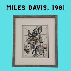 Miles Davis JAZZ Original Fine Art DRAWING Abstract NYC Macero 8” X 10.5”