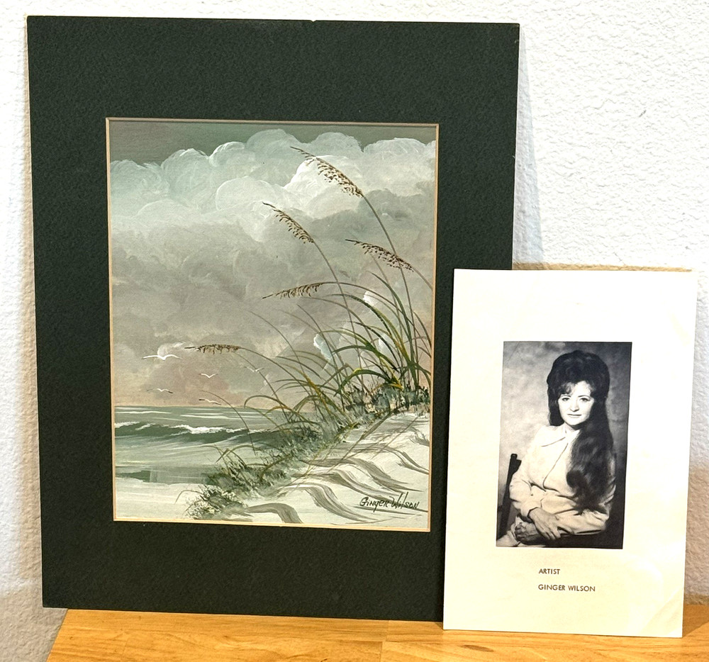 Vtg Rare HTF Early Ginger Wilson Original Art Signed 7.5″ x 9.5″ Ocean Seascape