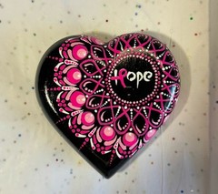 Artisan Hand Painted Handmade Rock Breast cancer Awareness „Hope“ Mandala #B