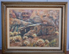 Cathy Nulliner – Oil Painting Pioneer Stone House in Mountains – Arizona
