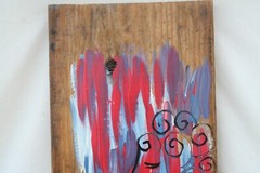 CRYING LIBERTY on SALVAGED WOOD Jr CHARLIE FAST OUTSIDER POLITICAL FOLK POP ART