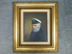 Vintage David Pelbam Signed Oil Painting Sea Captain Sailor Portrait Framed Boat