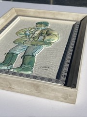VTG 2D East European 1940s Hand Cast Paper Artwork Winter Prague Czech Signed
