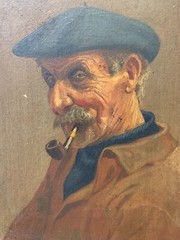 Charles Liebert (19th-20th) Portrait of a Sailor with a Pipe Brittany Pont Aven