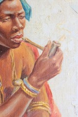 KENT COTTRELL 1887-? OIL PAINTING WOOD PANEL SIGNED LISTED SOUTH AFRICAN WOMAN