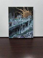 Abstract Landscape Acrylic Painting on Canvas, Small Unframed title wabie 10x8in