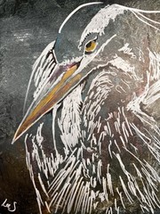 Original Art Great Blue Heron 12×16 Canvas Expressionism Abstract Colorful