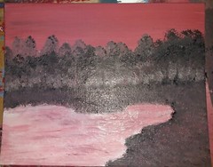 The Pink Frozen Pond 8×10″ Canvas Board Nature Art Painting By Leland Butler