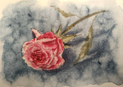 FLOWERS RED ROSE Original Artworks Modern Painting Landscape Floral Arts Gift A5