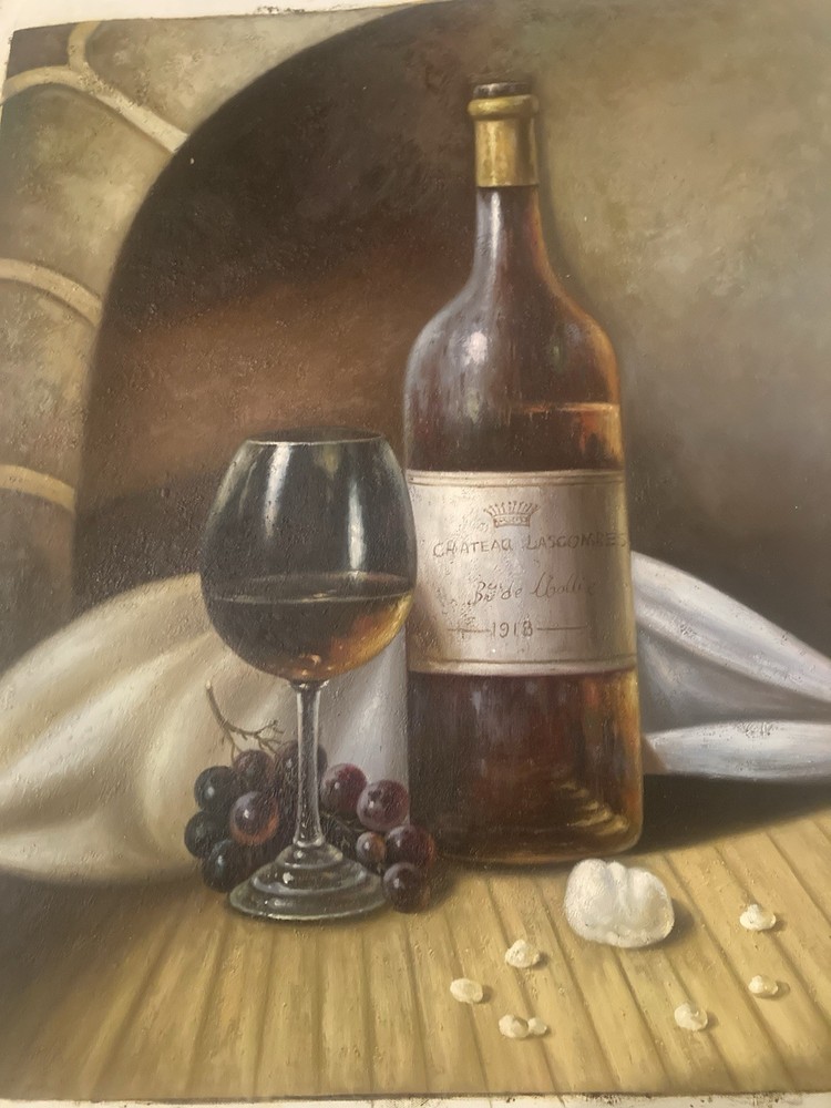 Impressionistic Oil Painting-Wine Bottle/Glass
