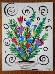 Florals & Swirls 9×12 Thick Watercolor Paper Original Art Expressionism Abstract