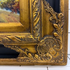 Original Oil Painting Ornate Deep Well Frame Coastal Landscape