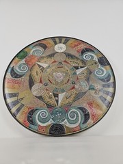 ART – Original Signed Abstract Mandala Pointalism Painting on 25 Inch Drum Head