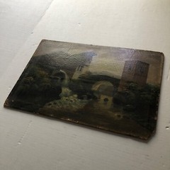 Old ANTIQUE original 1854 OIL PAINTING landscape REALISM naturalism PERIOD FRAME