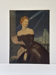 Antique Painting Portrait Woman Women Female Model Art Deco Cityscape Mystery