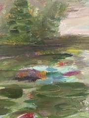 Lilly Pond Evening Abstract Impression Original Art Canvas, One Of A Kind