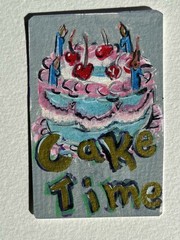 ACEO- Original Cake Time / Birthday Cake Acrylic Markers