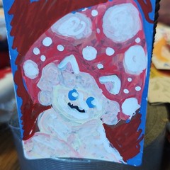 ACEO by Emily Meinert original hand-painted cartoon mushroom cat painting