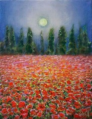 Anastasia Woron: „Poppies“ – Original Signed Oil (18×14 Cm.) 2022