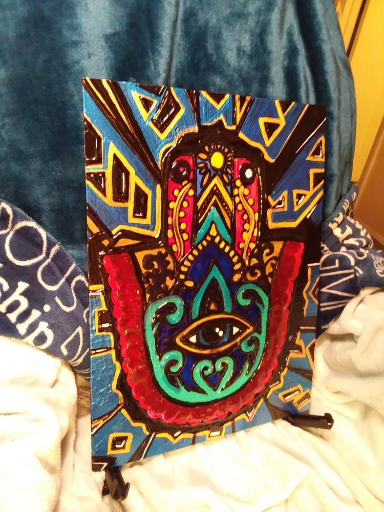 HAND OF HAMSA 12×16 acrylic painting 