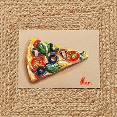 Pizza Vegetariana Painting Still life Original Art Kitchen Fast Food Capricciosa