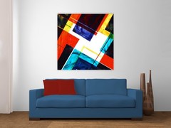 ShawNshawN Abstract Original Painting on Canvas 48×48 HUGE Vibrant Geometric Art