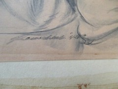 ANTIQUE DRAWING JULES RAUSCHERT AMERICAN MASTERFUL PORTRAIT PRETTY WOMAN 1930’S