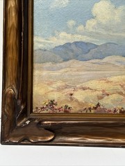 Antique California Desert Painting Frank Moore With Courvoisier Frame Famous Oil