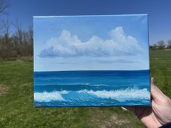 Original Ocean Oil Painting On Canvas Waves Seascape Tropical Surf Artwork 8×10