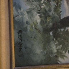 MusGrave Signed Framed Realism Wolf Canvas Painting, Animals Nature, Medium