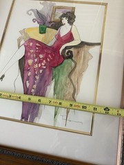Itzchak Tarkay Original Watercolor Painting „Femme Assise III“ Signed & Framed