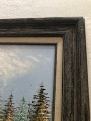 Vintage oil on canvas watermill signed W Jones in distressed style frame 27×31