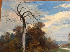 Landscape and Shepherdess Oil on Panel, Signed, 32.5×40.5cm, France